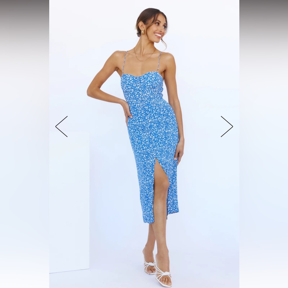 SUMMER SWEETNESS MIDI DRESS BLUE Size S Hello Molly